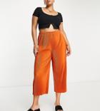 Asos Design Curve Plisse Culotte Pants In Rust-orange