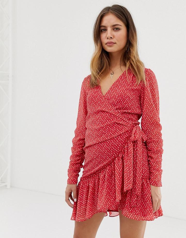 Allsaints Flores Heart Print Mini Dress-red