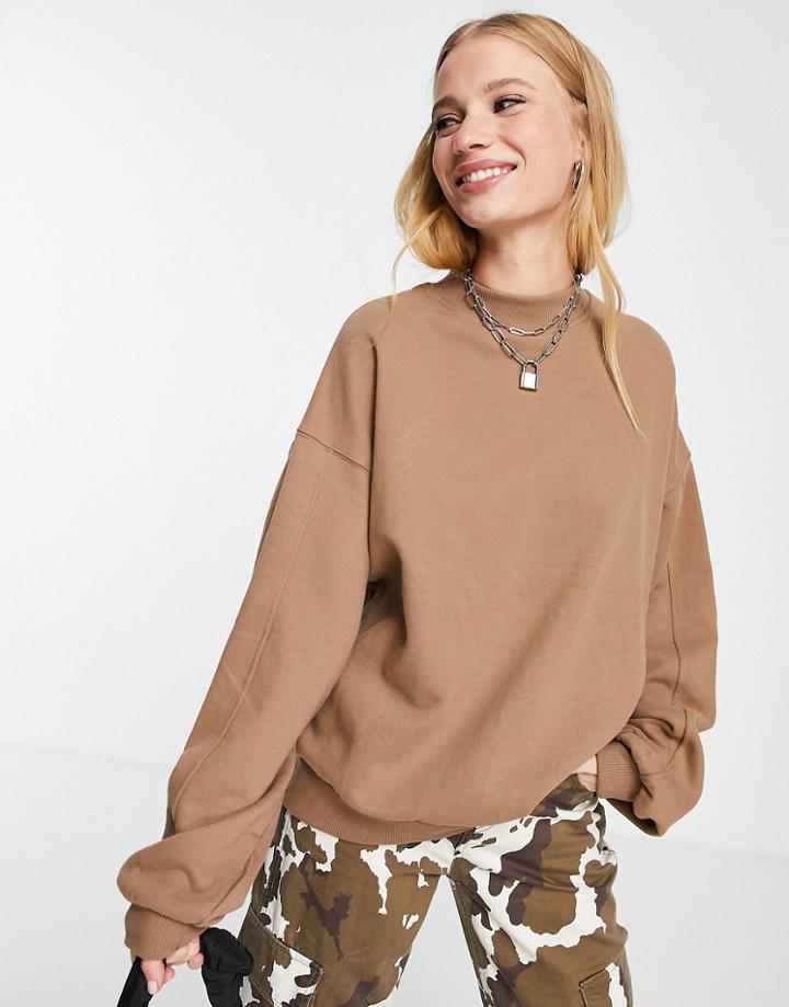Bershka Oversized Basic Sweat In Beige-neutral