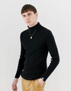 Collusion Muscle Fit Ribbed Roll Neck Sweater - Green