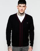 Fred Perry Cardigan With Tipping - Black