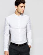 Asos Skinny Shirt In White With Button Down Collar - White