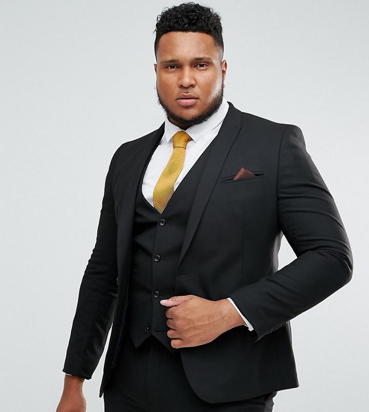 Asos Design Plus Skinny Suit Jacket In Black - Black