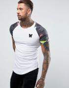 Good For Nothing Muscle T-shirt In Camo With Raglan Sleeves - White