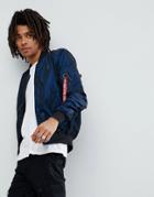 Alpha Industries Ma-1lw Iridium Bomber Jacket In Metallic Dark Blue - Navy
