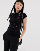 Fred Perry Amy Winehouse Foundation Heartprint Knitted Polo Shirt - Black