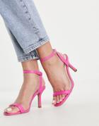 Qupid Barely There Stiletto Heel Sandals In Pink