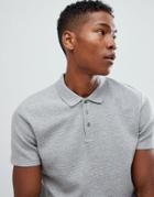 Selected Homme Polo Shirt In Structured Waffle - Gray
