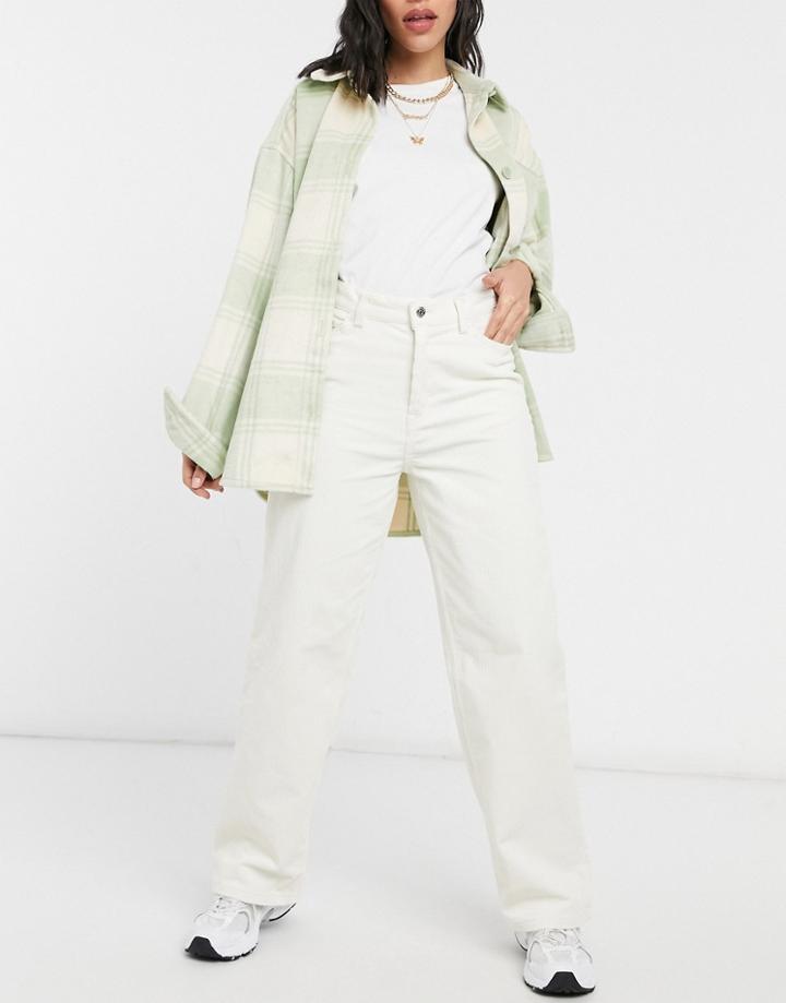 Weekday Lashes Organic Cotton Oversized Cord Pants In Cream-white