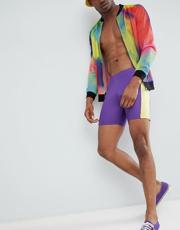 Asos Design Festival Megging Shorts With Color Blocking-navy
