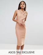 Asos Tall Strap Back Clean Structured Pencil Dress - Pink