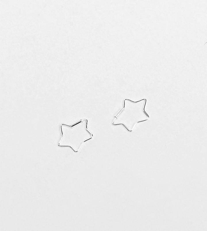 Kingsley Ryan Star Hoop Earrings In Sterling Silver
