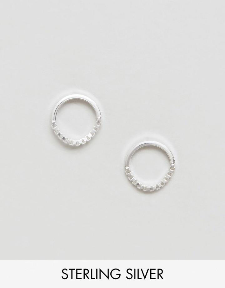 Asos Sterling Silver 10mm Chain Circle Earrings - Silver
