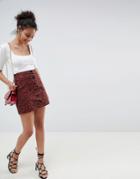 Miss Selfridge A-line Skirt With Button Front In Leopard Print - Multi