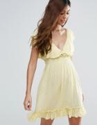 Liquorish Polka Dot Tea Dress - Yellow