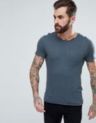 Jack & Jones Vintage T-shirt With Raw Hem And Pocket Detail - Navy