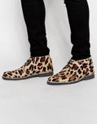 Asos Desert Boots In Leopard Pony Effect - Multi