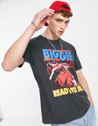 Topman Oversized T-shirt With Biggie Print In Washed Black