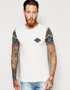 Asos Muscle T-shirt With Geo-tribal Sleeves And Chest Print - Nimbus Cloud