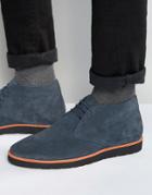 Dune Chukka Boots In Blue Suede - Blue