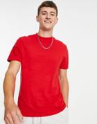 Asos Design Organic Cotton Blend T-shirt With Crew Neck In Red