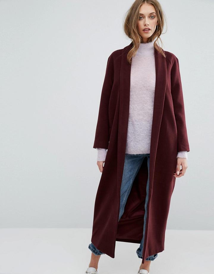 Missguided Shawl Collar Maxi Coat - Brown