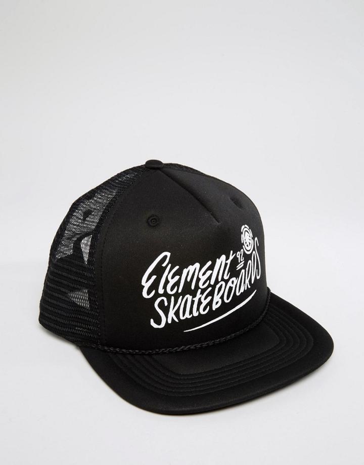 Element Cap Slogan Trucker - Black