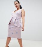 Asos Design Curve Scuba Embellished Pencil Dress - Purple