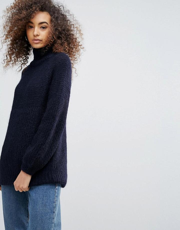 Gestuz Cadence Mohair Wool Mix Knit Sweater - Navy