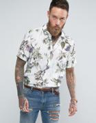 Asos Regular Fit Viscose Shirt With Japanese Floral Design - White