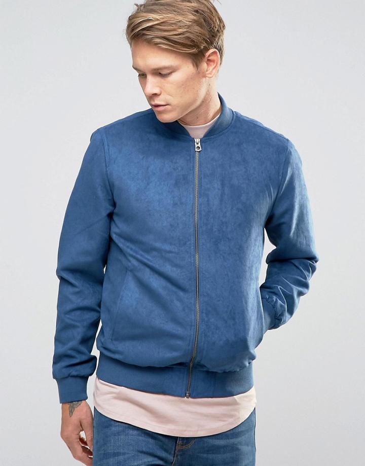 Jack & Jones Faux Suede Bomber Jacket - Gray