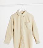 Asos Design Petite Fleece Shacket In Cream-neutral