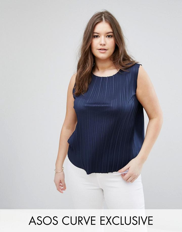 Asos Curve Slinky Rib Tank - Navy