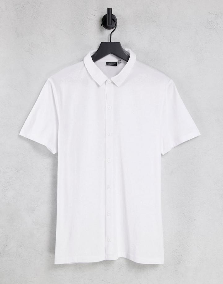 Asos Design Organic Muscle Fit Jersey Shirt In White