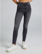 Bershka High Waist Skinny Jeans In Gray-grey