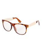 Jeepers Peepers Vincent Clear Lens Wayfarer Glasses - Brown