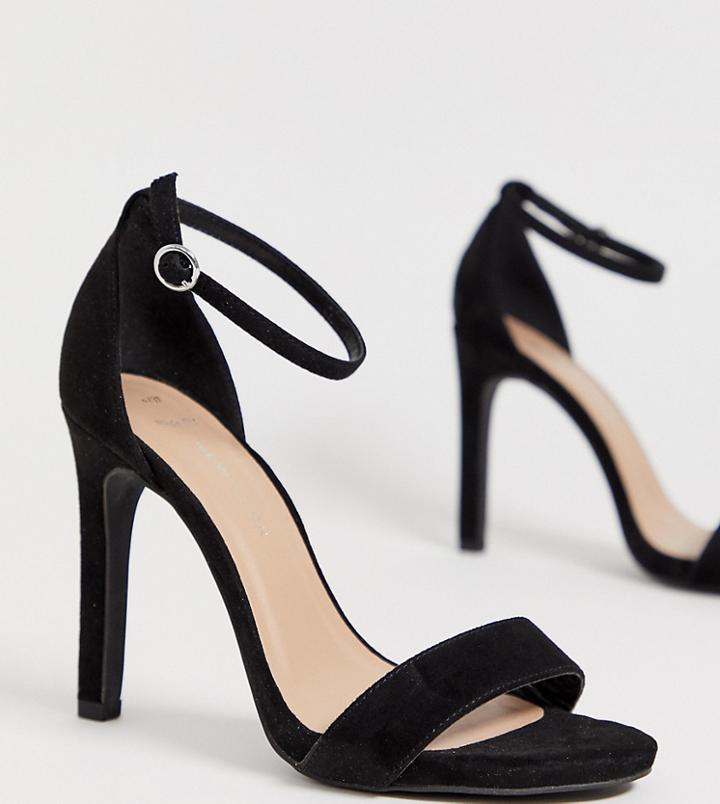 New Look Wide Fit Heeled Sandal In Black