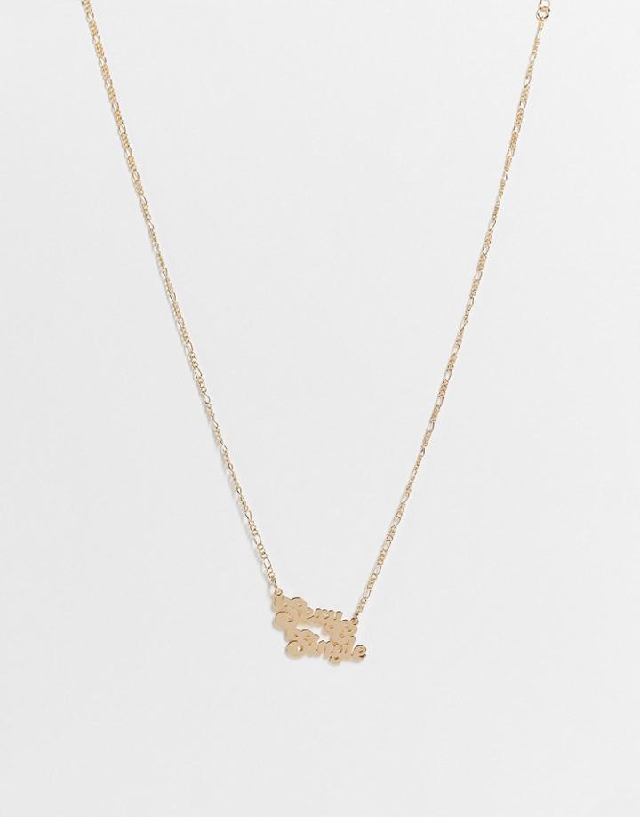 Asos Design Necklace With Single And Sexy Pendant In Gold Tone