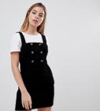 Miss Selfridge Petite Cord Pinafore Dress In Black - Black