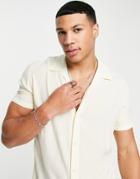Selected Homme Camp Collar Shirt In Lemon-yellow