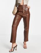 Sndys Lennox Leather Look Pants In Chocolate-brown