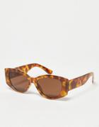 Svnx Chunky 70's Mid Frame Sunglasses In Honey Tort-brown