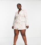 Saint Genies Plus Tailored Blazer Dress In Floral Print-multi