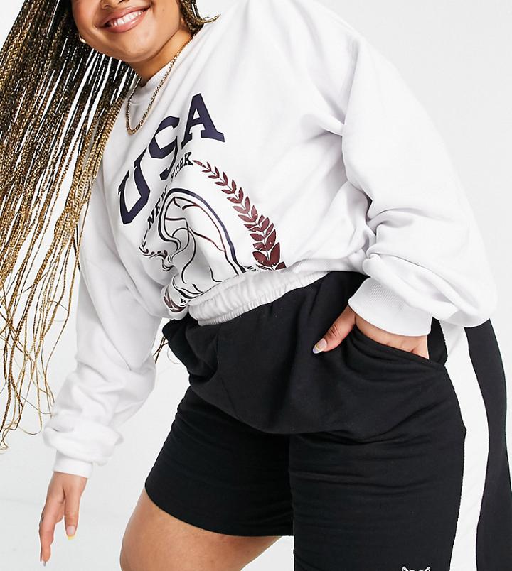 Threadbare Curve Sweatpants Shorts In Black Set