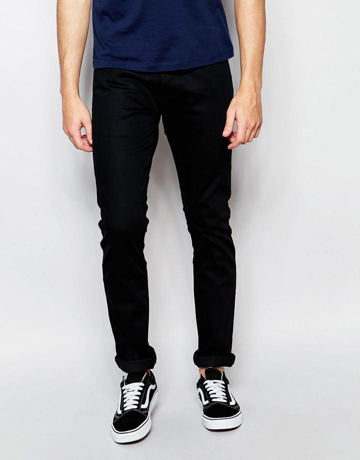 Wrangler Larston Slim Tapered Jeans In Black Tipped - Black Tipped