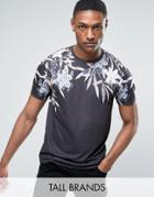 Jacamo Tall T-shirt With Floral Shoulder Print In Black - Black