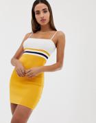 Parallel Lines Luxe Cami Bodycon Mini Dress In Stripe - White