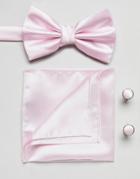 Burton Menswear Tie And Pocket Square Set In Pink - Pink