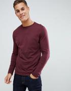 Asos Design Long Sleeve T-shirt With Crew Neck In Red