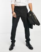 Harry Brown Metallic Pinstripe Skinny Fit Suit Pants-black